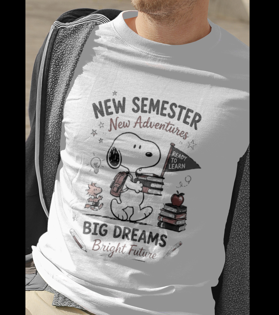 Snoopy New Semester New Adventures Big Dreams Bright Future Peanuts Comic Strip T-Shirt