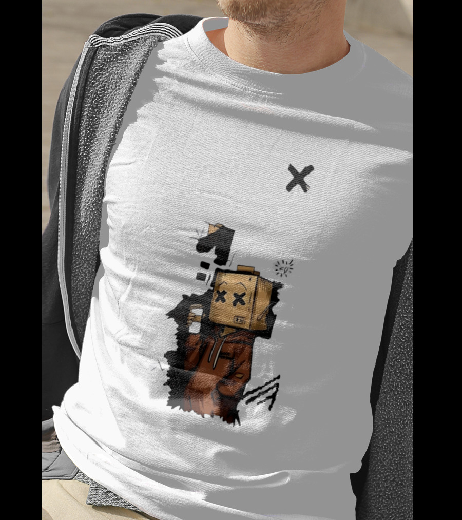 Good Person Box Head Drinking Coffee T-Shirt