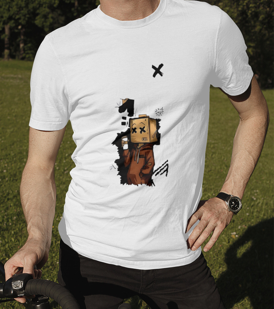 Good Person Box Head Drinking Coffee T-Shirt