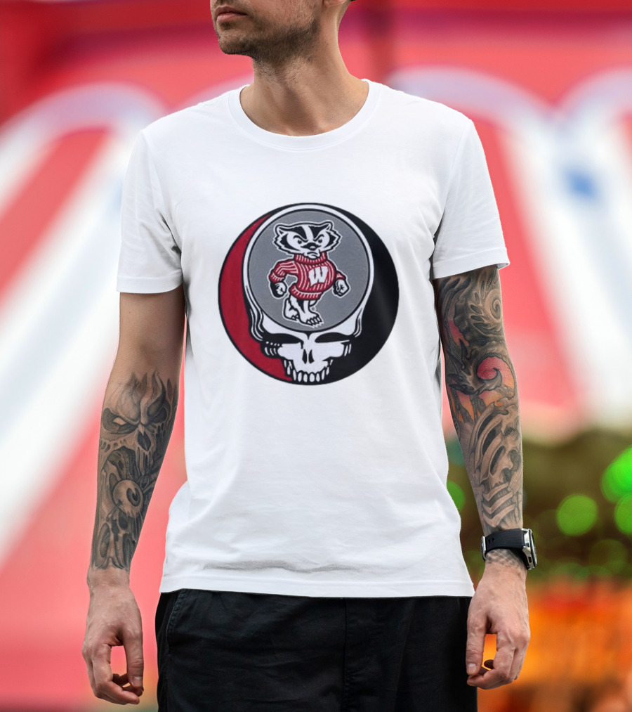 Grateful Dead Wisconsin Badgers Skull And Bucky T-Shirt