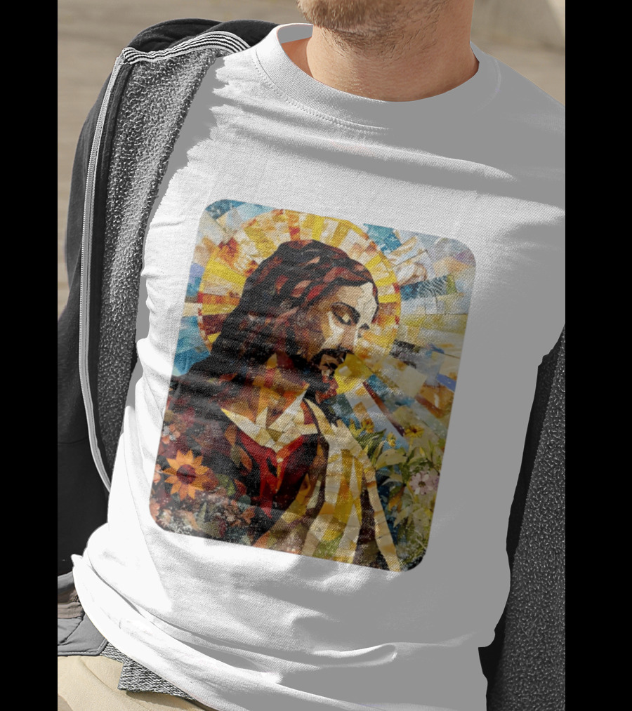 Jesus Christ Mosaic Sunflower Christian Religious T-Shirt
