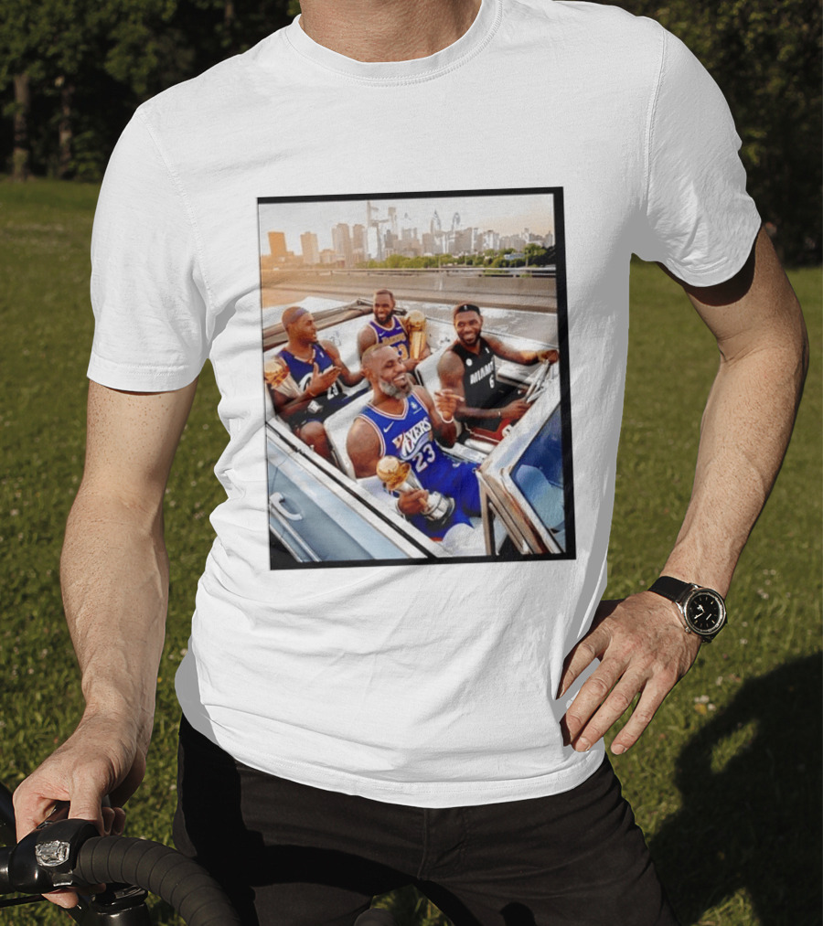 Lebron James Lakers Cavaliers Heat Champions Trophies Parade T-Shirt