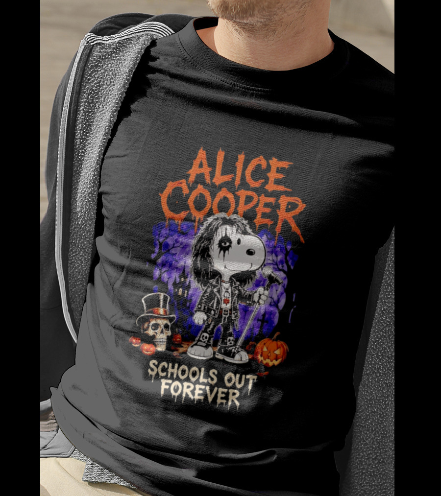 Alice Cooper Snoopy Schools Out Forever Halloween Punk Rock Mashup T-Shirt