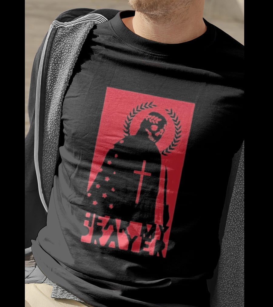 Hear My Prayer Skull Reaper Cross Halo Laural Wreath T-Shirt