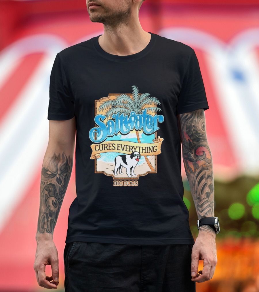 Saltwater Cures Everything Big Dogs Palm Beach Scene T-Shirt
