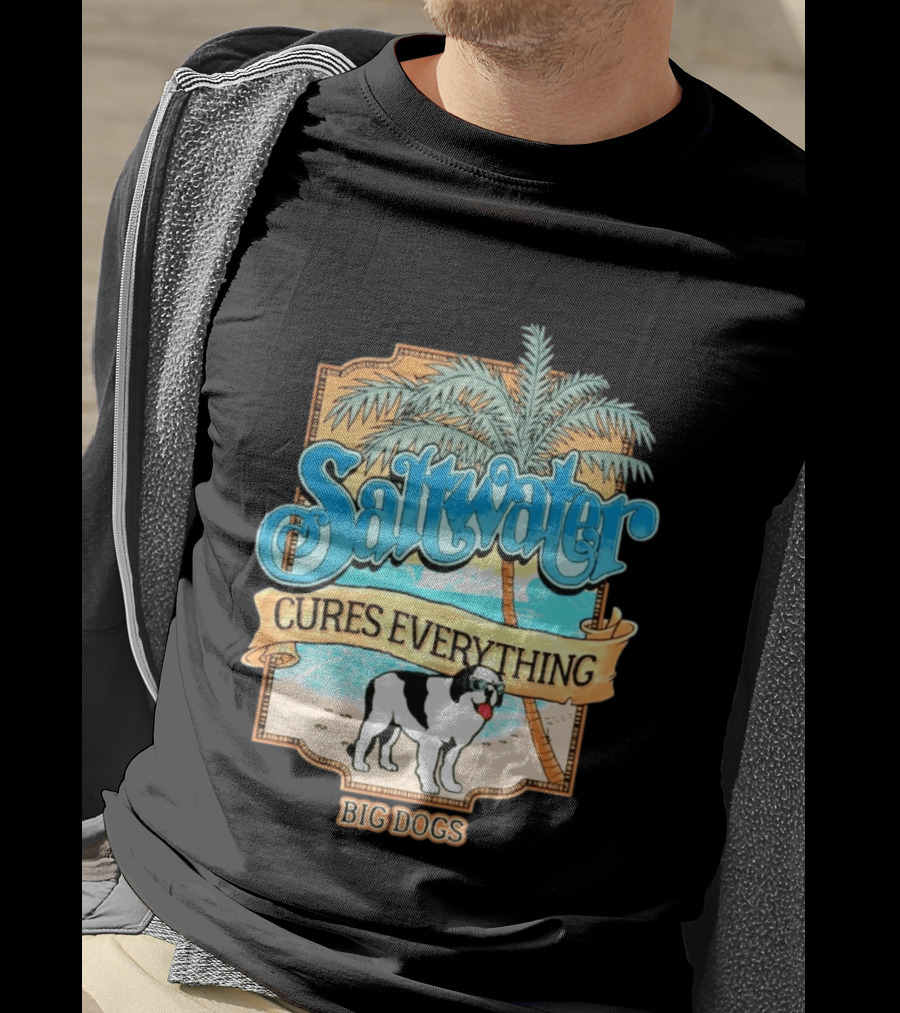 Saltwater Cures Everything Big Dogs Palm Beach Scene T-Shirt