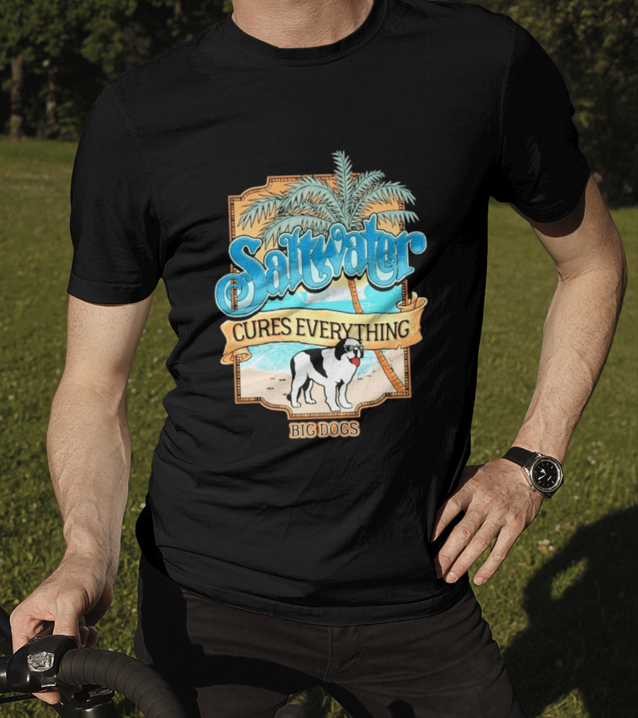 Saltwater Cures Everything Big Dogs Palm Beach Scene T-Shirt