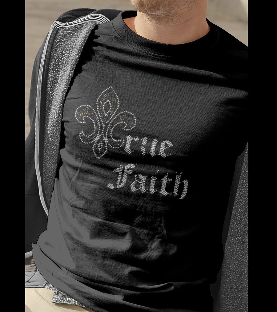 Crue Faith Fleur De Lis Rhinestone Ornament T-Shirt