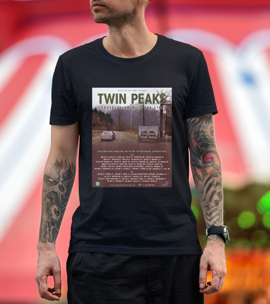 David Roy Williams Presents Twin Peaks Conversation With The Stars Tour Featuring Special Tribute To David Lynch 2023 2024 T-Shirt