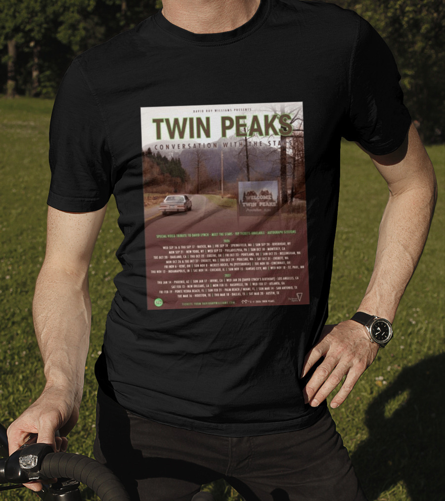 David Roy Williams Presents Twin Peaks Conversation With The Stars Tour Featuring Special Tribute To David Lynch 2023 2024 T-Shirt