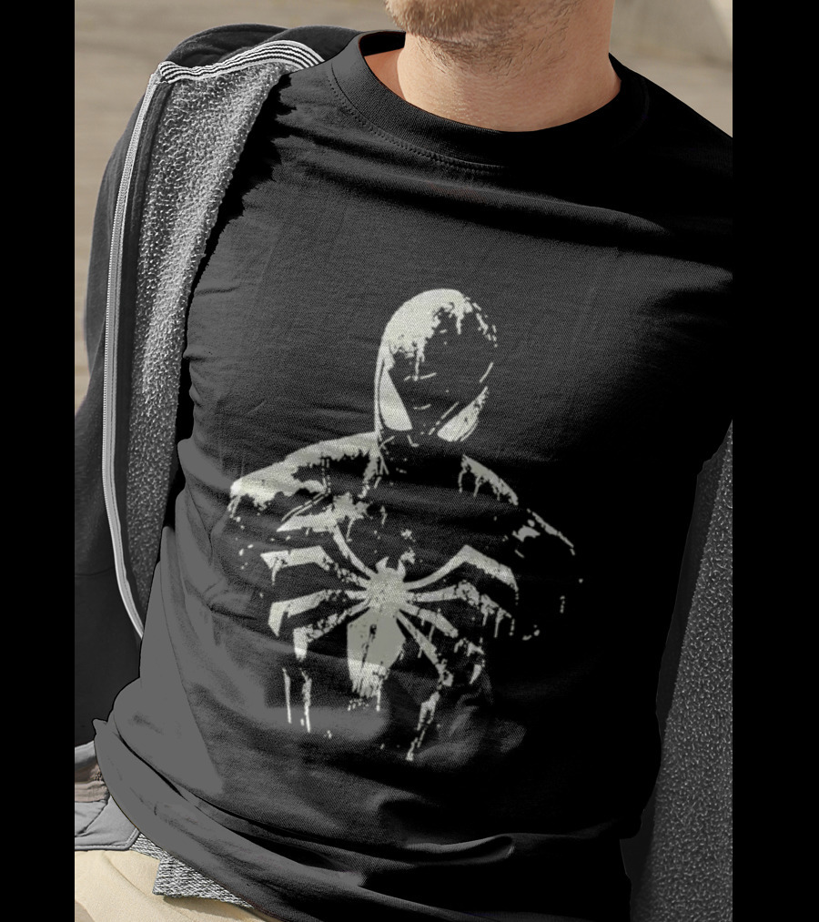 Spider Man Marvel Superhero White Symbol On Black T-Shirt