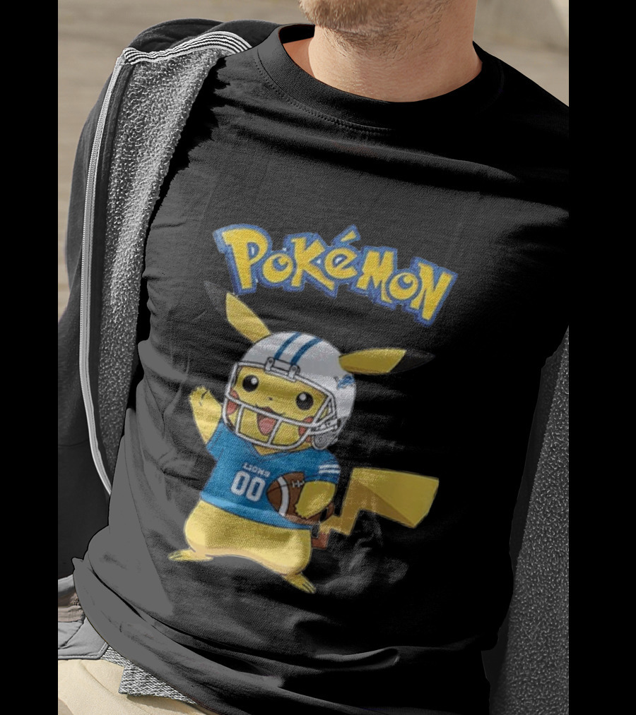 Detroit Lions Pokemon Pikachu Football Fan T-Shirt
