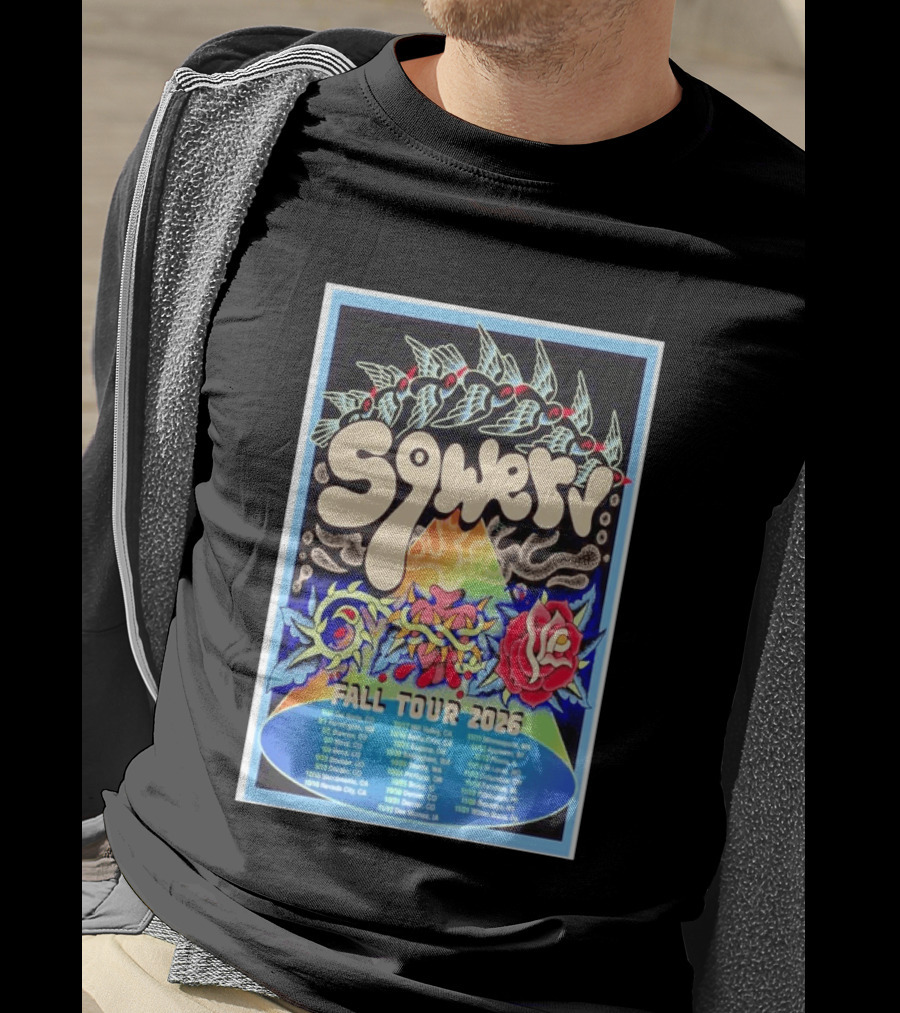 Squeaky Fall Tour 2026 Psychedelic With Rose And Leaf T-Shirt