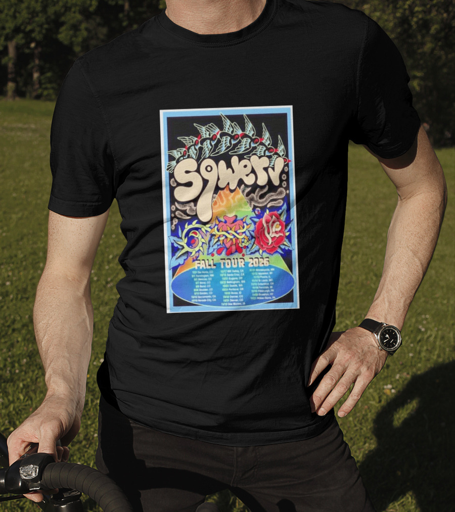 Squeaky Fall Tour 2026 Psychedelic With Rose And Leaf T-Shirt