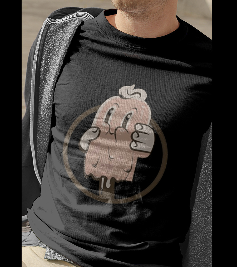 Melting Popsicle Cartoon Character With Circle T-Shirt