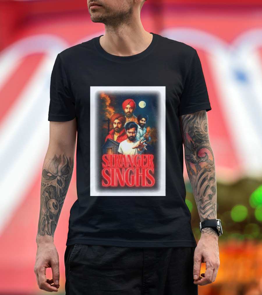 Stranger Singhs Indian Series With Turbaned Characters And Moonlit Sky T-Shirt