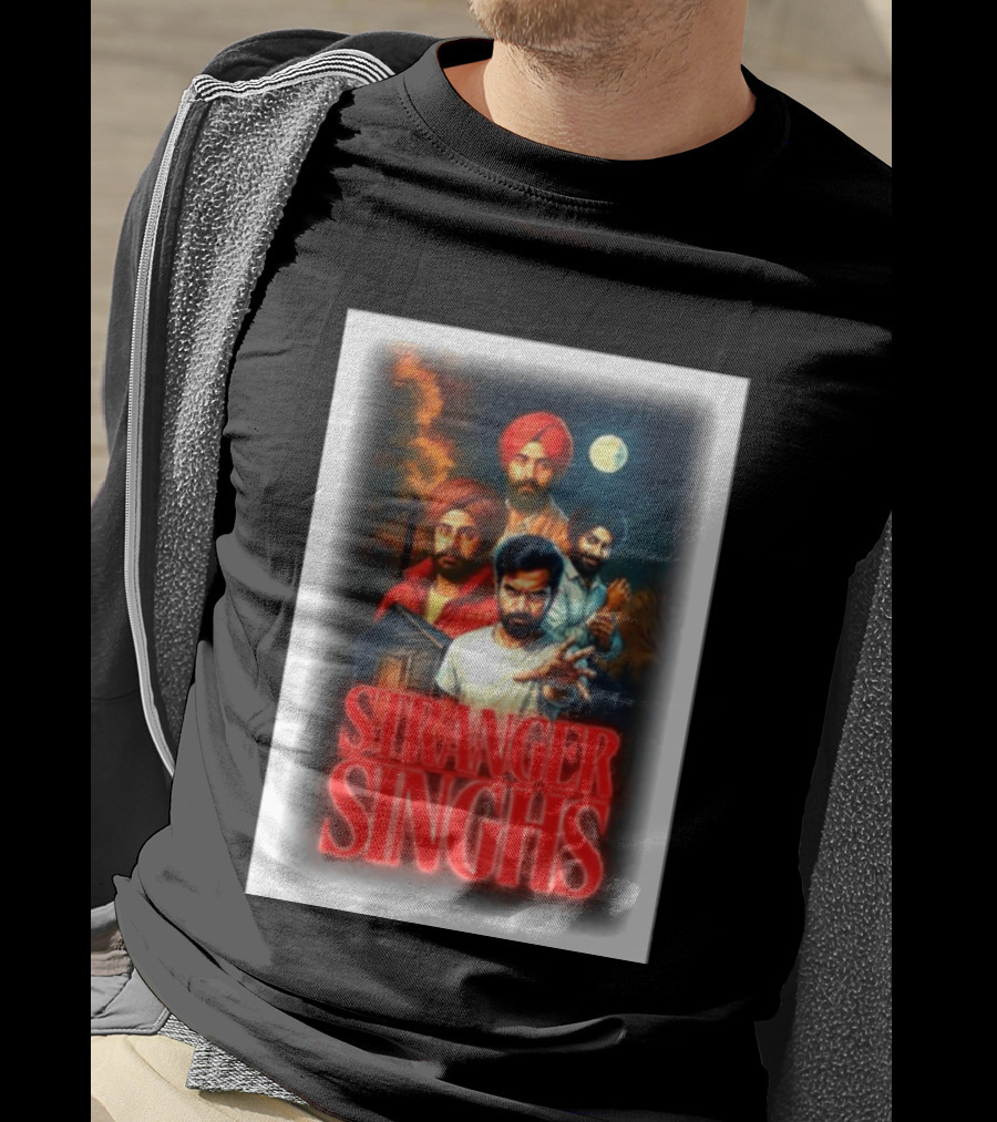 Stranger Singhs Indian Series With Turbaned Characters And Moonlit Sky T-Shirt
