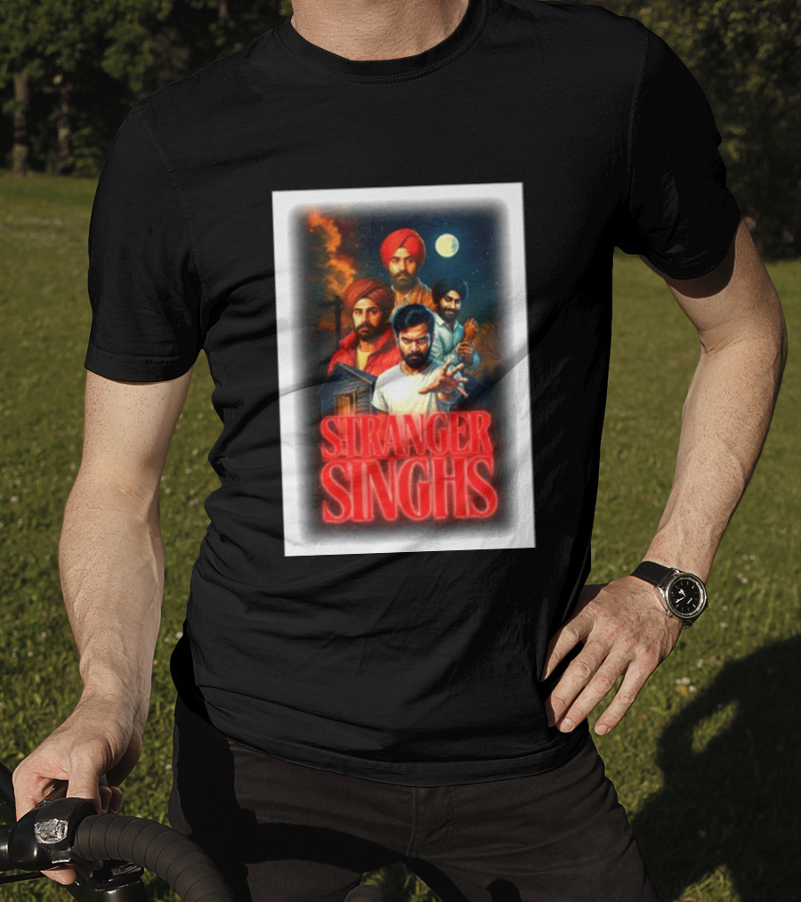 Stranger Singhs Indian Series With Turbaned Characters And Moonlit Sky T-Shirt