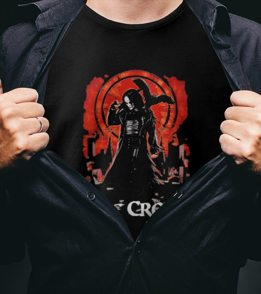 The Crow Brandon Lee Gothic Movie Iconic Dark Aesthetic With Red T-Shirt