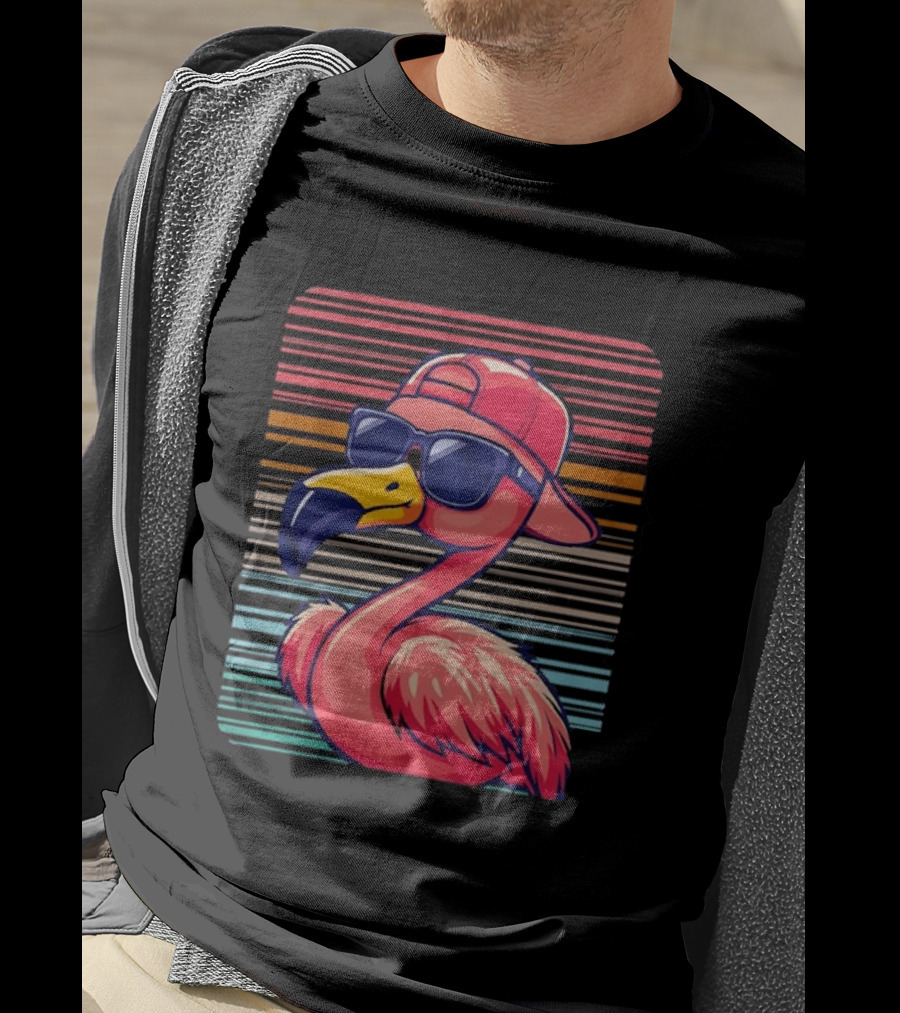 Flamingo Cool Vibes Sunglasses And Cap T-Shirt