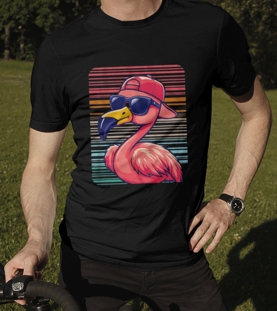 Flamingo Cool Vibes Sunglasses And Cap T-Shirt