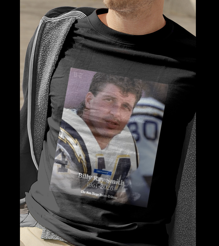 Billy Ray Smith 1961 2026 San Diego Chargers Obituary Tribute San Diego Union Tribune T-Shirt