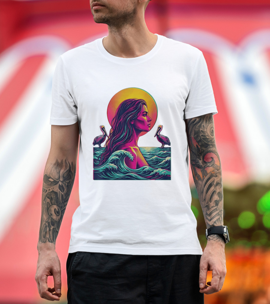 Gulf Coast Sunset Pelican Waves Woman T-Shirt