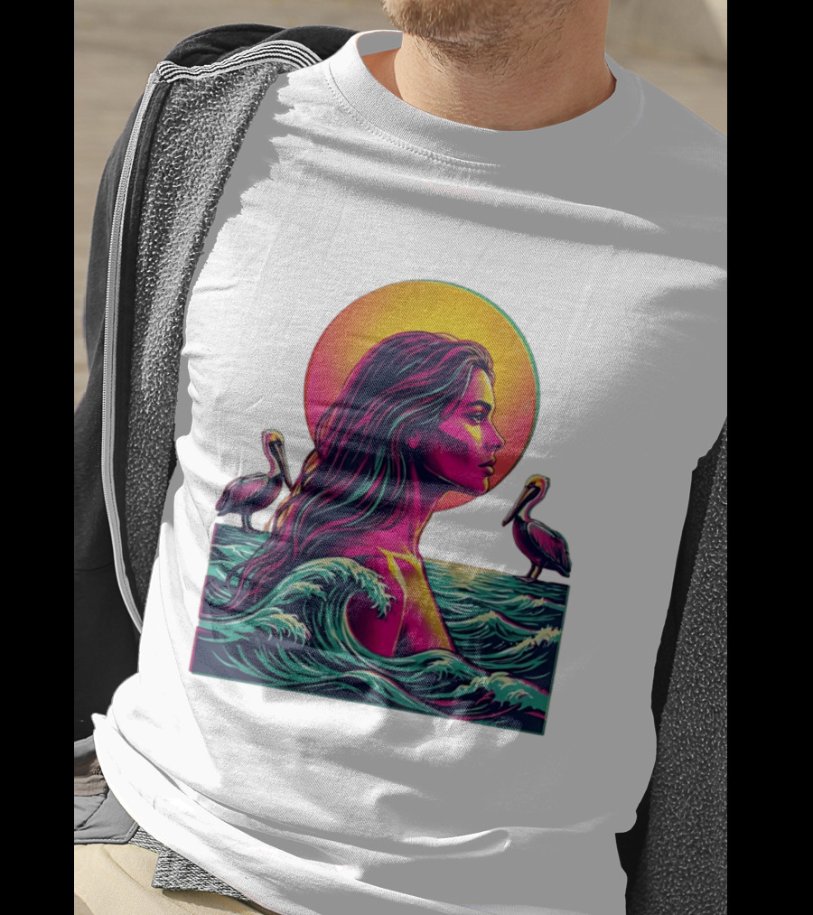 Gulf Coast Sunset Pelican Waves Woman T-Shirt