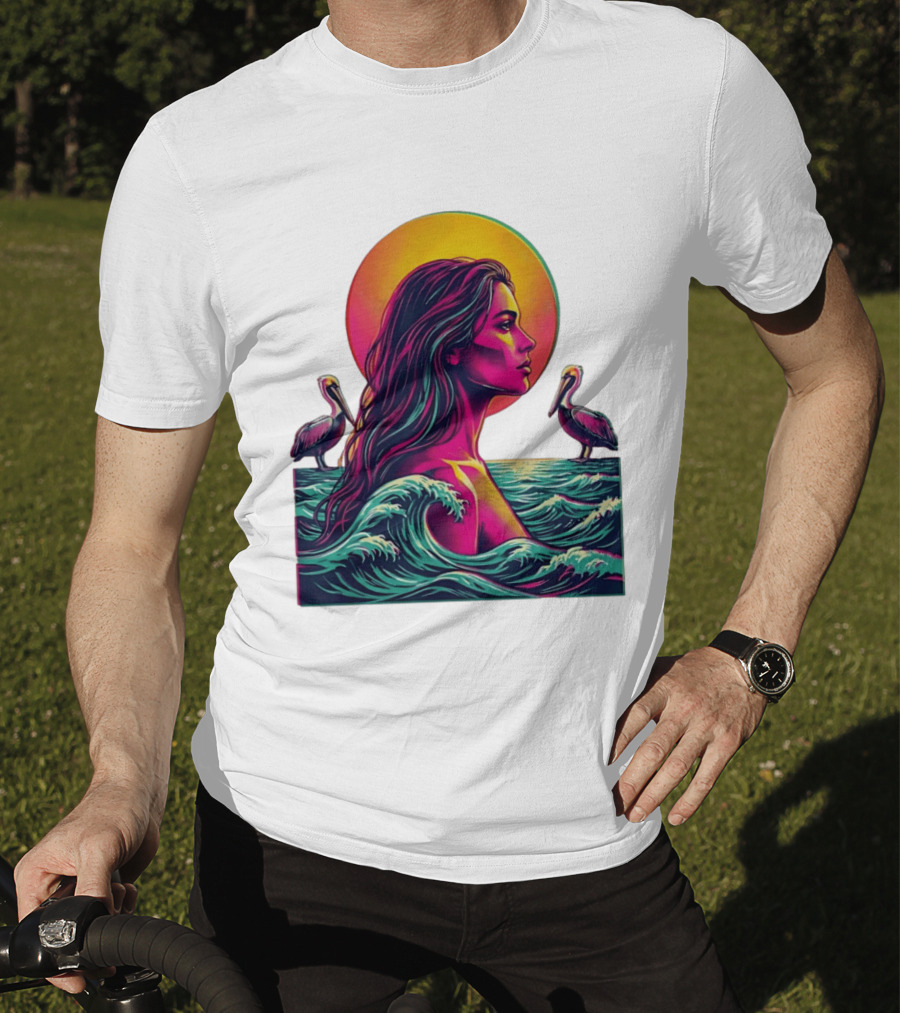 Gulf Coast Sunset Pelican Waves Woman T-Shirt