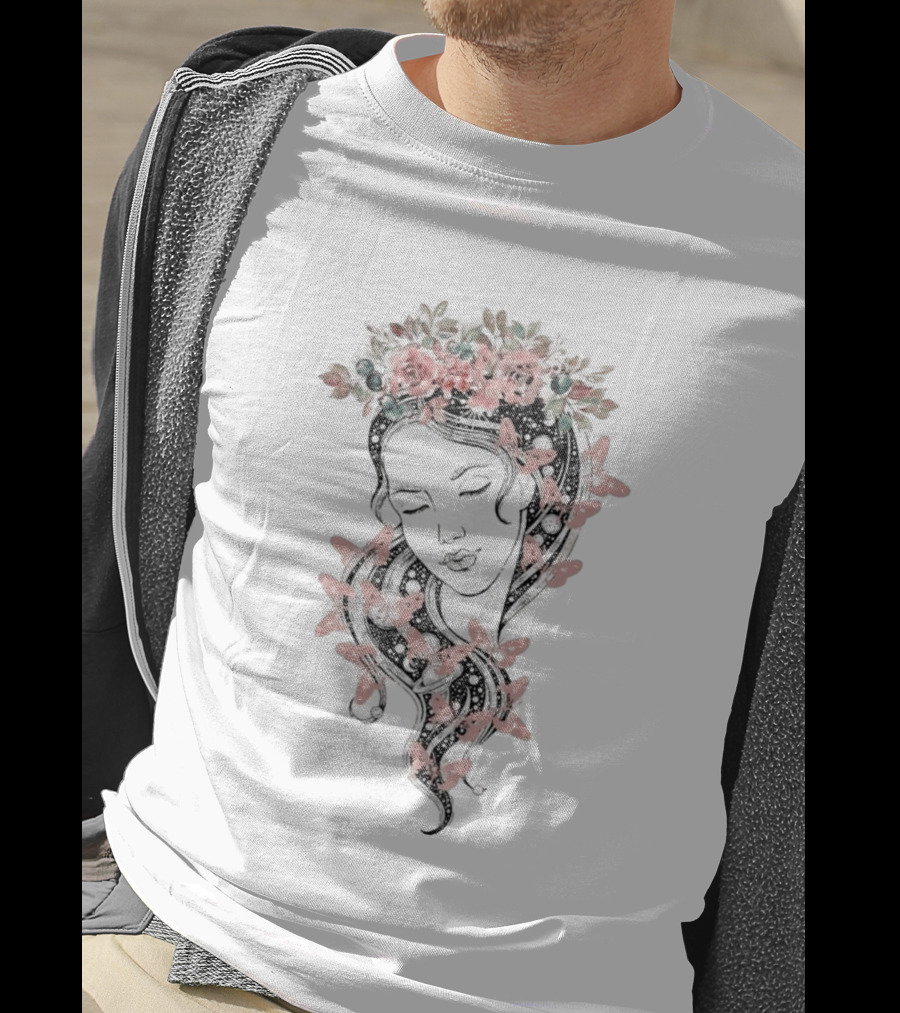 Heavyweight Floral Butterfly Hair T-Shirt