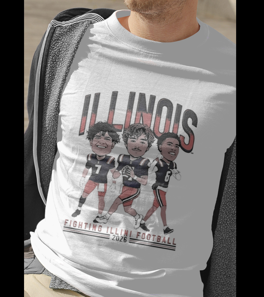 Illinois Fighting Illini Football 2026 Caricature Players Team Spirit T-Shirt