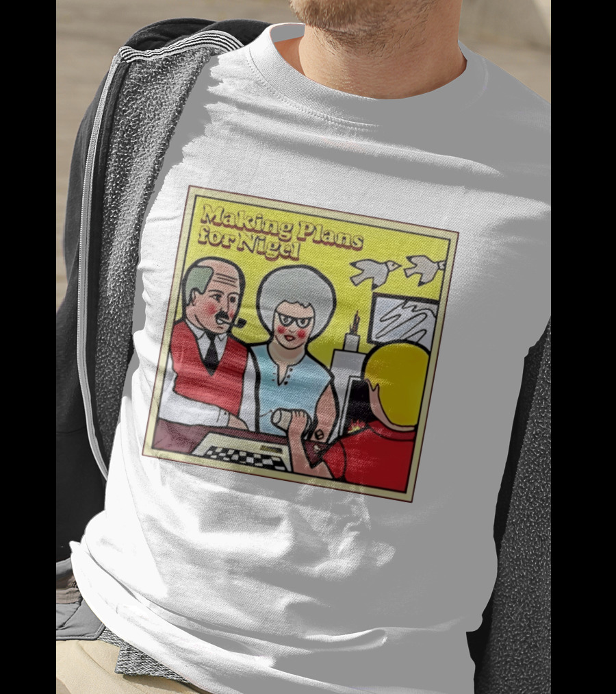 Making Plans For Nigel XTC New Wave English Rock Scene Yellow Background Birds Family T-Shirt