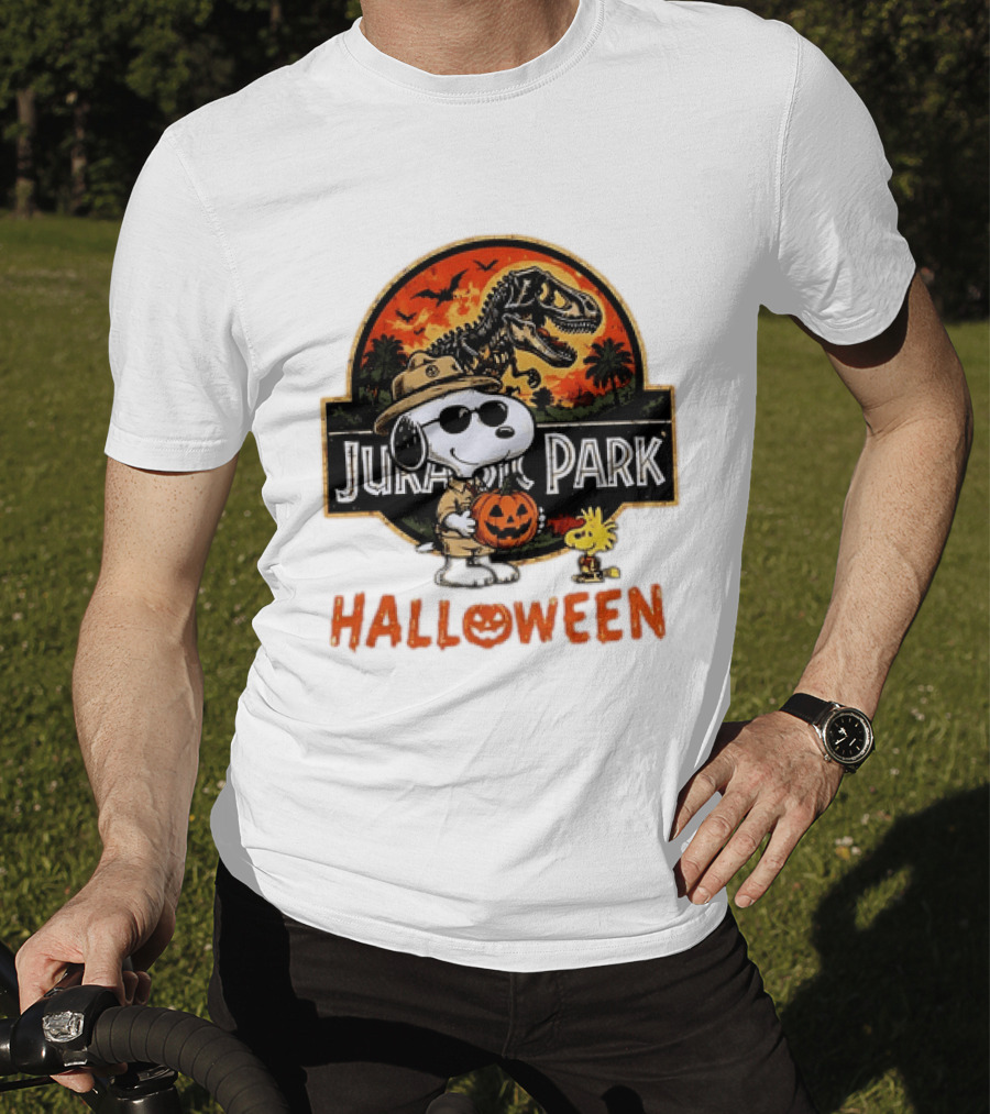 Snoopy Woodstock Jurassic Park Halloween Pumpkin T-Shirt