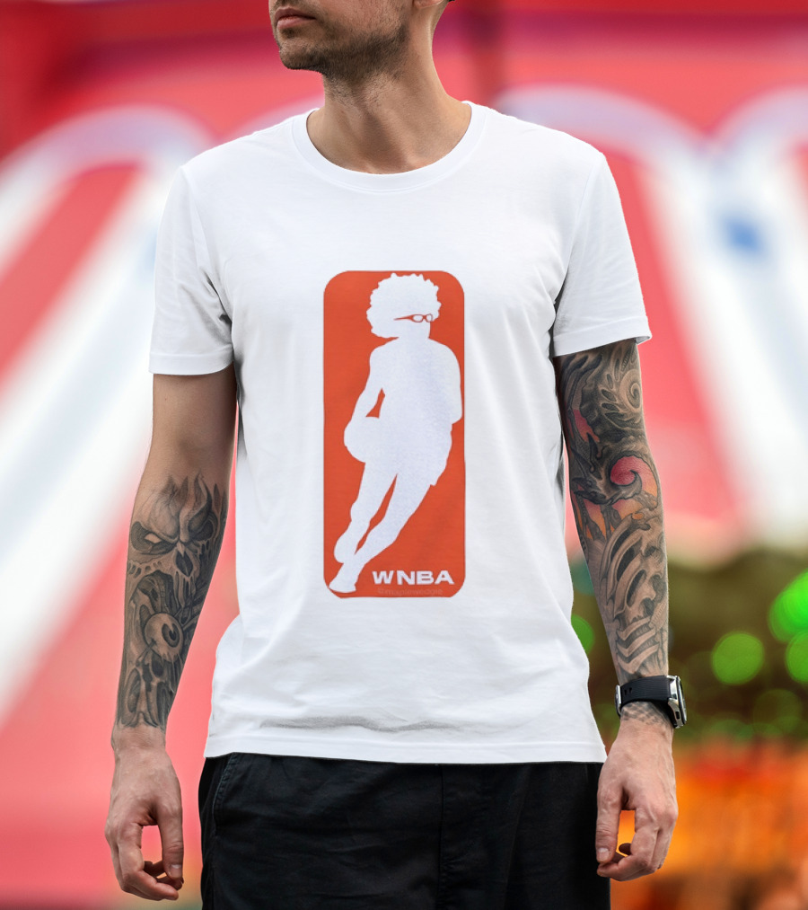 WNBA Maplewedgie Basketball Player White Silhouette On Orange T-Shirt