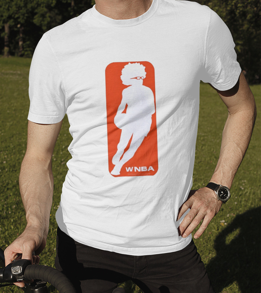 WNBA Maplewedgie Basketball Player White Silhouette On Orange T-Shirt