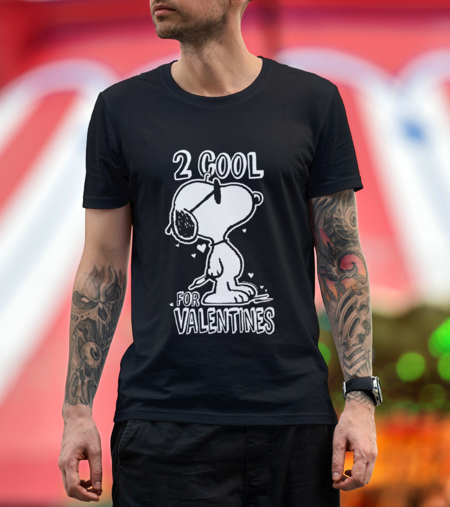 2 Cool For Valentines Peanuts Snoopy T-Shirt