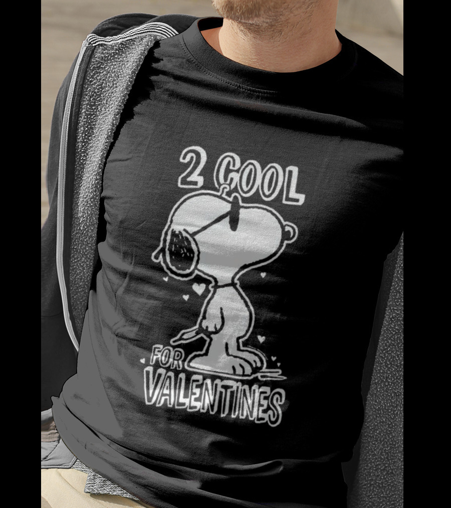 2 Cool For Valentines Peanuts Snoopy T-Shirt