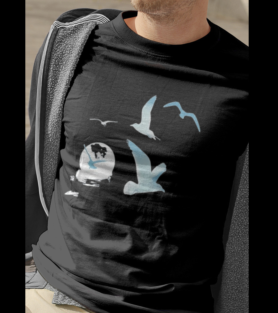 1989 Seagull Boxy Flock In Flight Retro Aesthetic T-Shirt