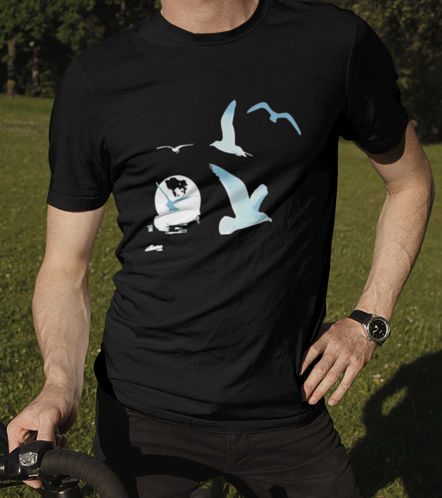 1989 Seagull Boxy Flock In Flight Retro Aesthetic T-Shirt