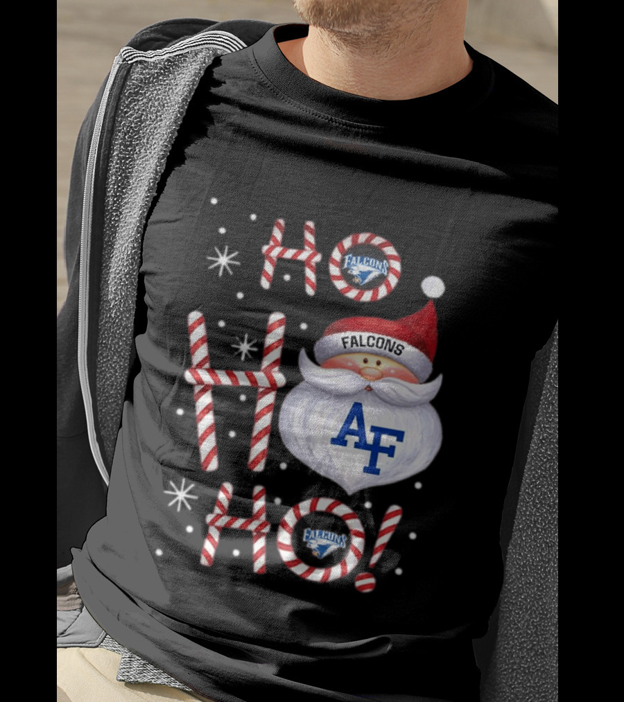 Air Force Falcons Christmas Santa Ho Ho Ho Peppermint Letters T-Shirt