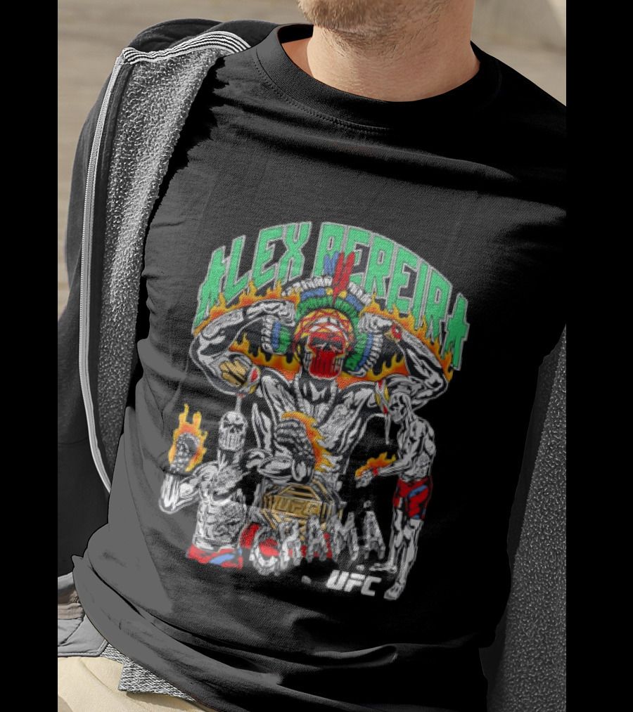 Alex Pereira Chama UFC Fighter Art With Flames And Traditional Headdress T-Shirt