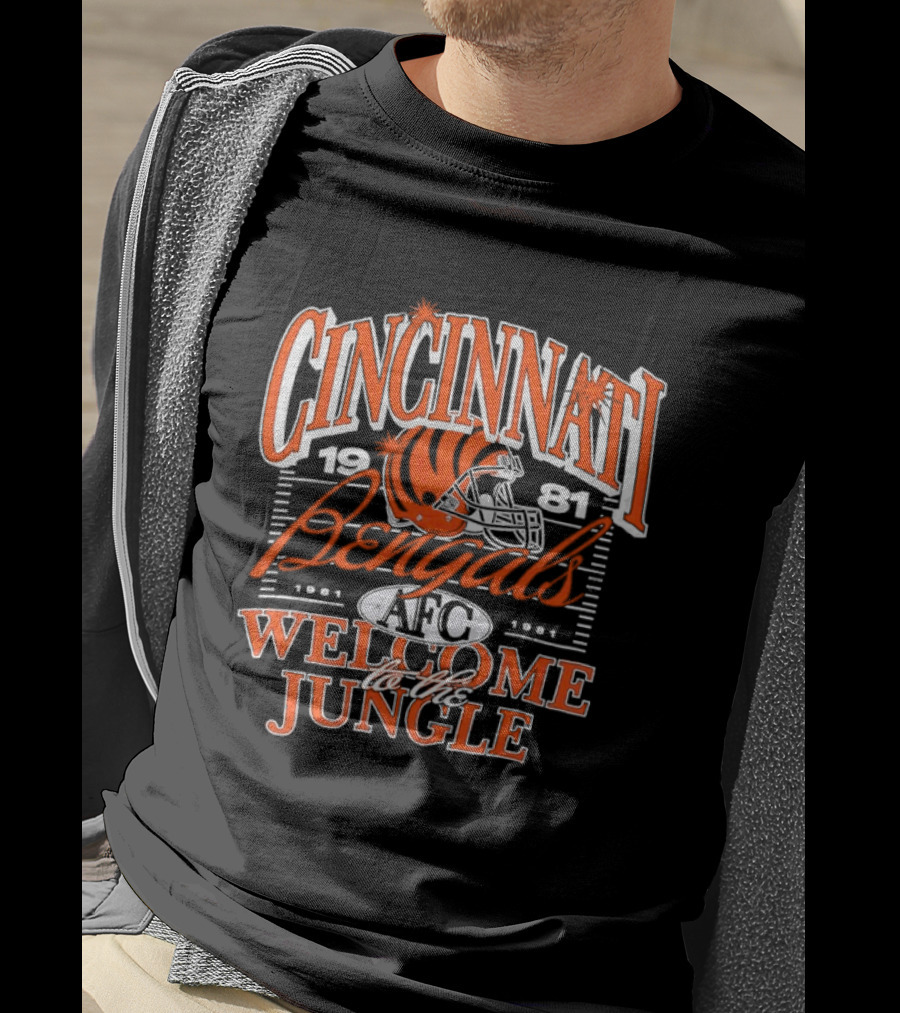 Cincinnati Bengals 1981 Welcome To The Jungle AFC Helmet T-Shirt