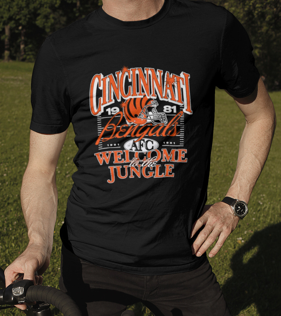 Cincinnati Bengals 1981 Welcome To The Jungle AFC Helmet T-Shirt