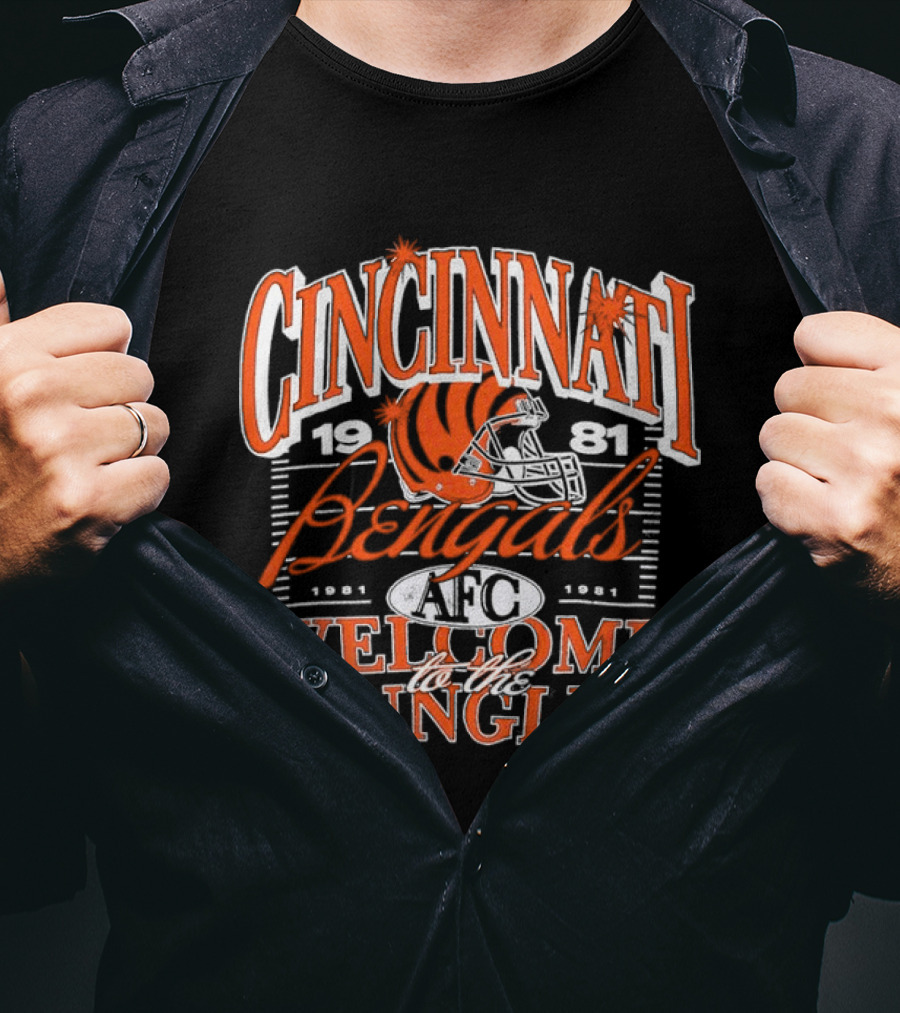Cincinnati Bengals 1981 Welcome To The Jungle AFC Helmet T-Shirt