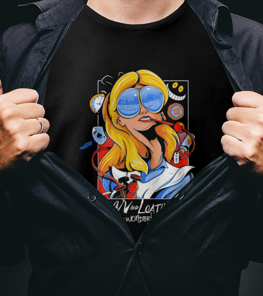 Alice Fear And Loathing In Wonderland Smoking Sunglasses Psychedelic T-Shirt