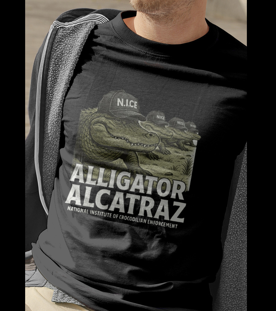 Alligator Alcatraz N.I.C.E. National Institute Of Crocodilian Enforcement T-Shirt