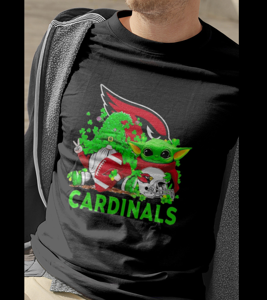 Arizona Cardinals Baby Yoda Gnome St Patrick's Day T-Shirt