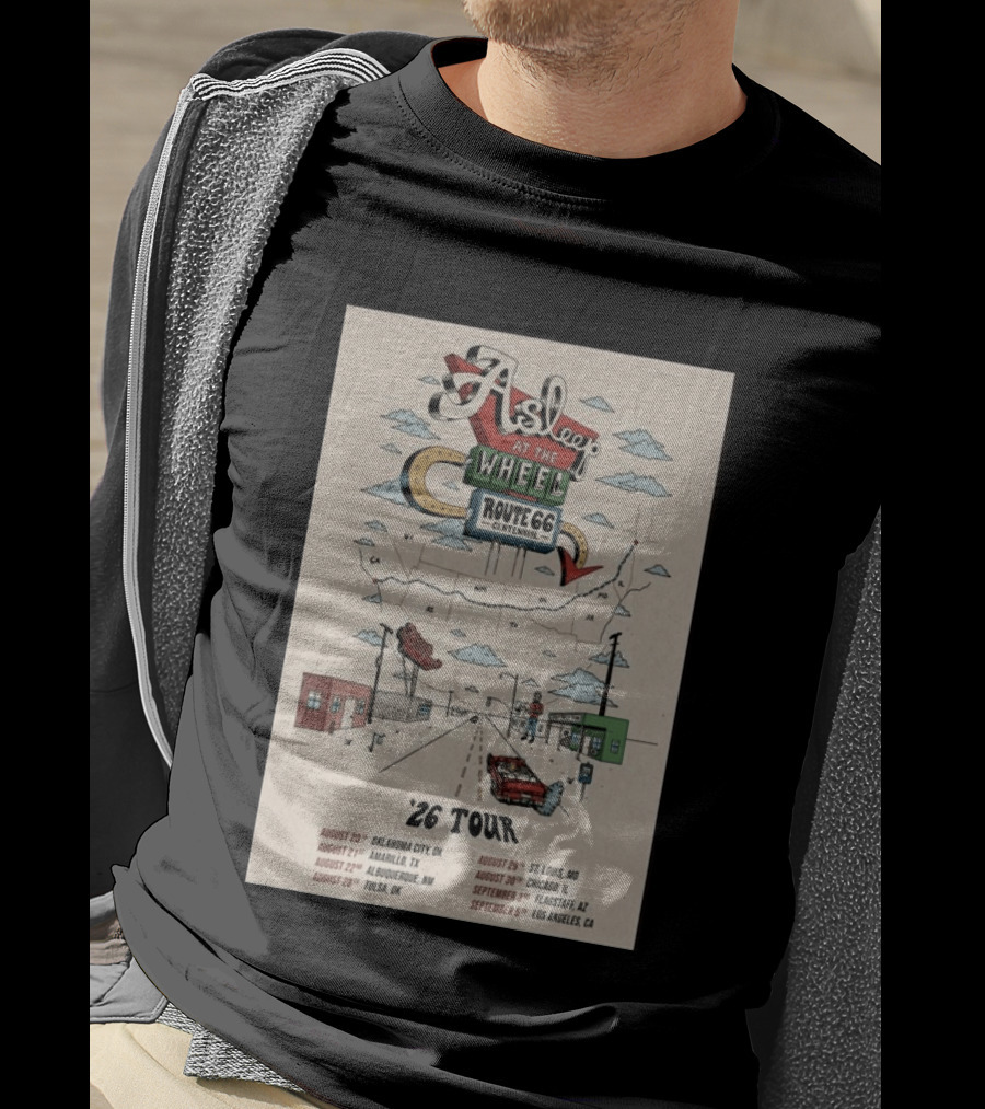 Asleep At The Wheel Route 66 Centennial 2026 Tour Oklahoma City Amarillo Albuquerque Tulsa St. Louis Chicago Flagstaff Los Angeles T-Shirt