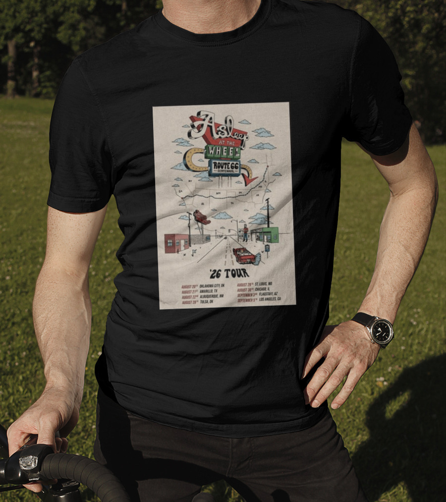 Asleep At The Wheel Route 66 Centennial 2026 Tour Oklahoma City Amarillo Albuquerque Tulsa St. Louis Chicago Flagstaff Los Angeles T-Shirt