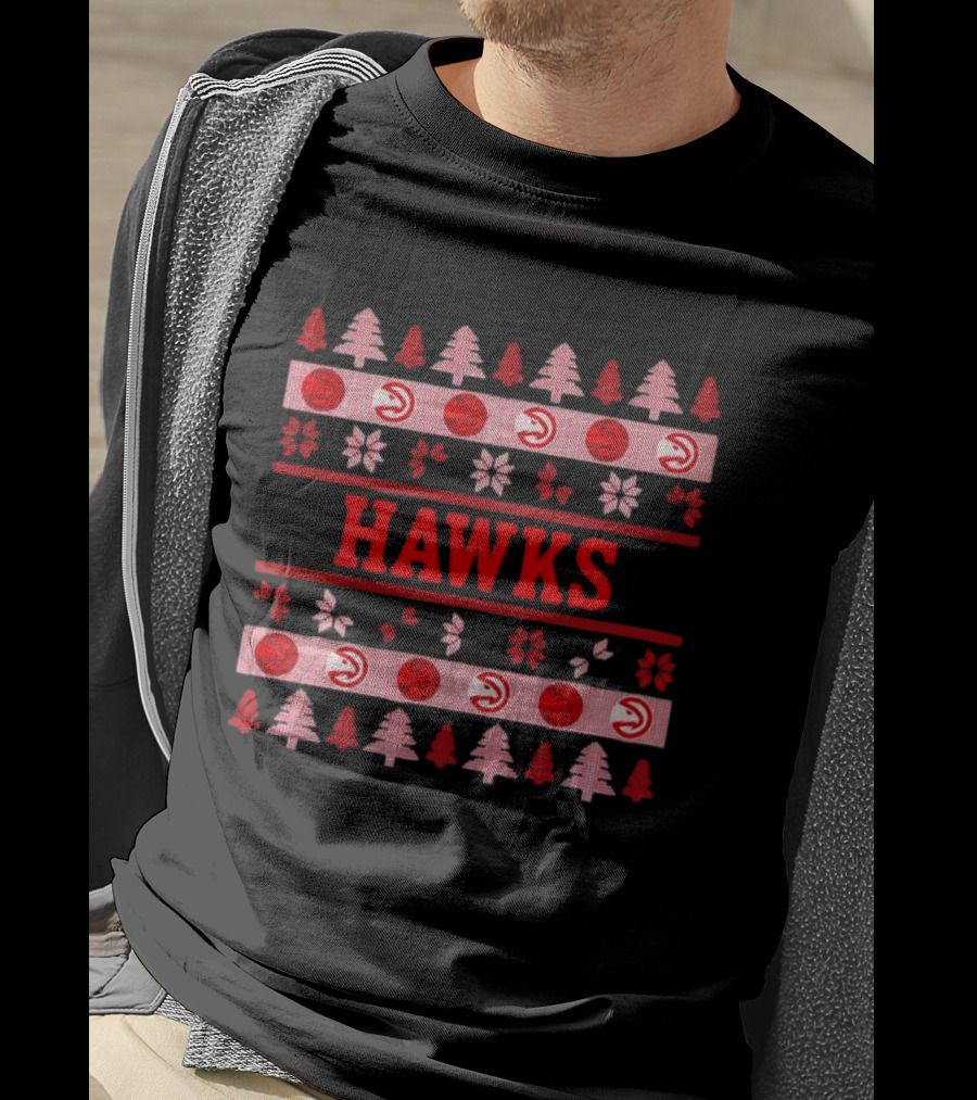 Atlanta Hawks Basketball Holiday Ugly Christmas Sweater T-Shirt
